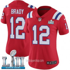 Womens New England Patriots #12 Tom Brady Game Red Super Bowl Vapor Alternate Jersey Bestplayer